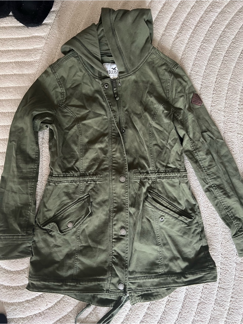 Hollister Olive Green Hooded Utility Jacket
